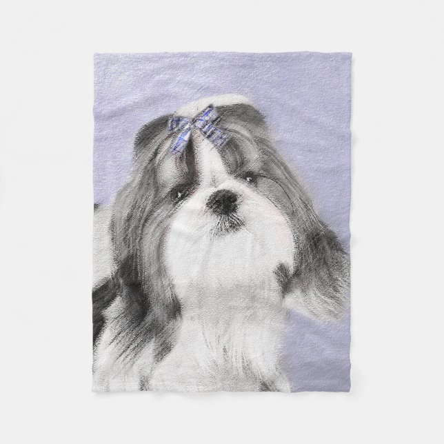 Shih Tzu-målning - Cute Original Hund Art Fleecefilt (Framsidan)