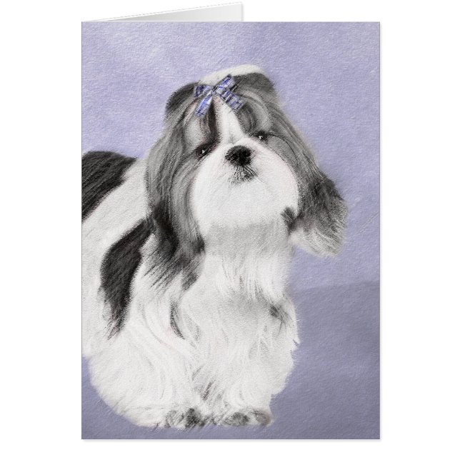 Shih Tzu-målning - Cute Original Hund Art Hälsningskort (Framsidan)