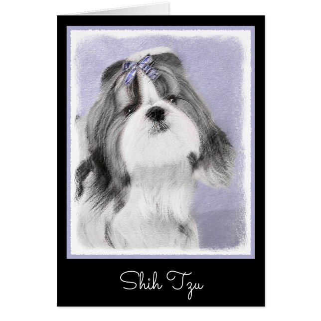 Shih Tzu-målning - Cute Original Hund Art Hälsningskort (Framsidan)