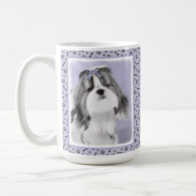 Shih Tzu-målning - Cute Original Hund Art Kaffemugg (Vänster)
