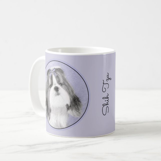 Shih Tzu-målning - Cute Original Hund Art Kaffemugg (Framsida vänster)