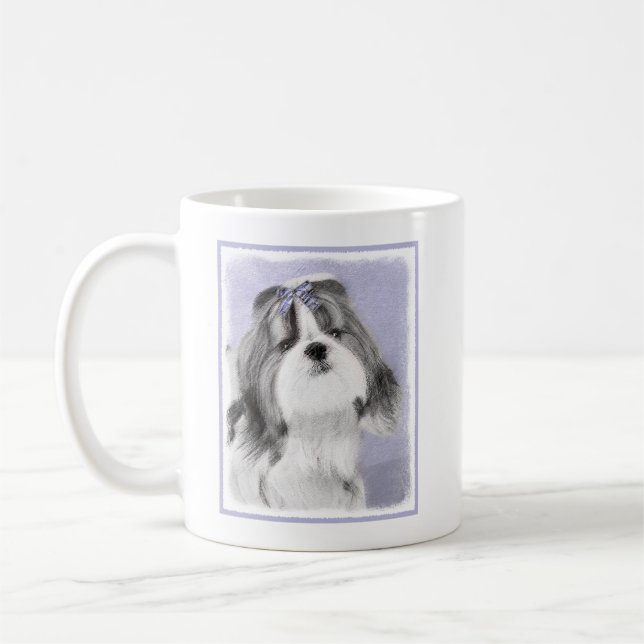 Shih Tzu-målning - Cute Original Hund Art Kaffemugg (Vänster)