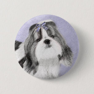 Shih Tzu-målning - Cute Original Hund Art Knapp