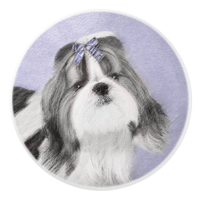 Shih Tzu-målning - Cute Original Hund Art Knopp (Framsidan)