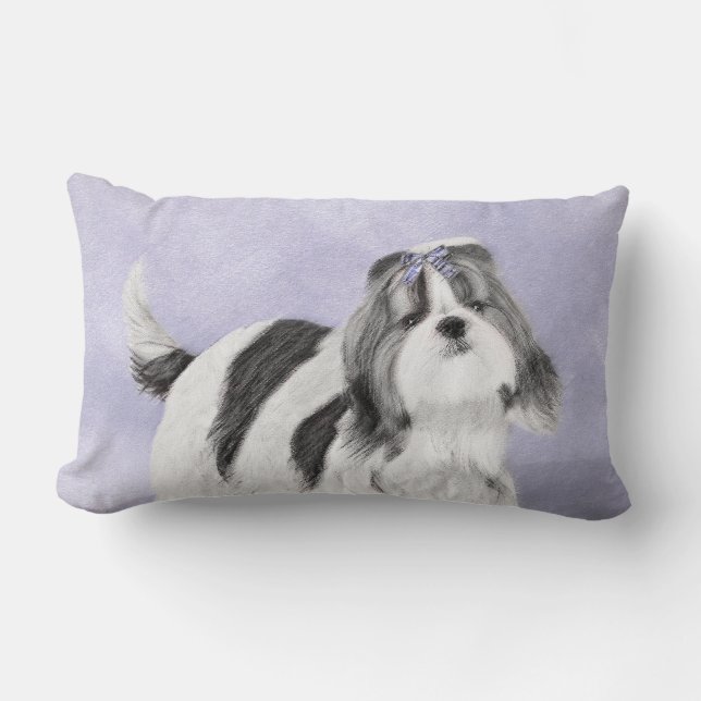 Shih Tzu-målning - Cute Original Hund Art Lumbarkudde (Framsida)