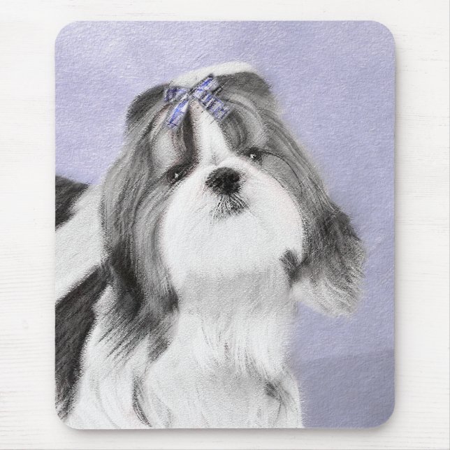 Shih Tzu-målning - Cute Original Hund Art Musmatta (Framsidan)