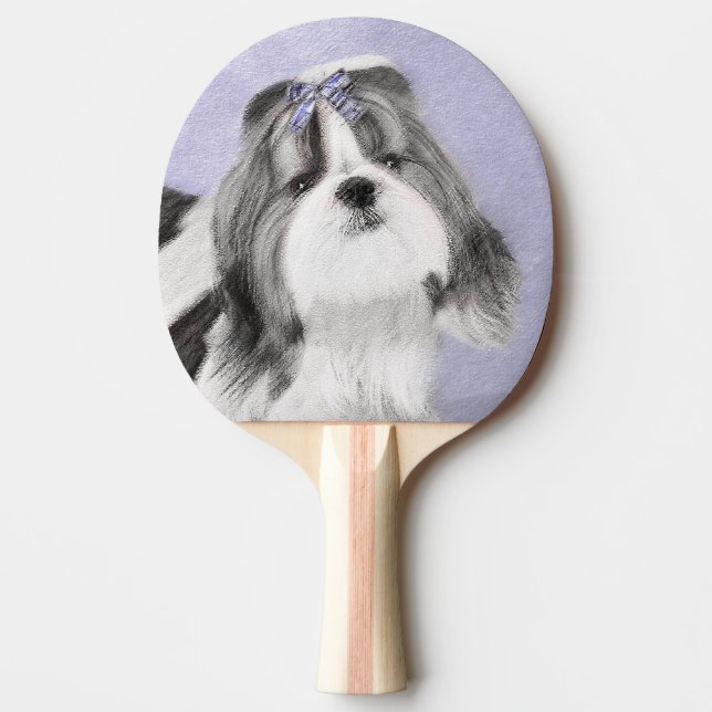 Shih Tzu-målning - Cute Original Hund Art Pingisracket (Framsidan)