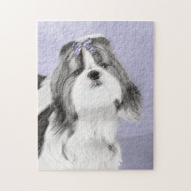 Shih Tzu-målning - Cute Original Hund Art Pussel (Vertikal)