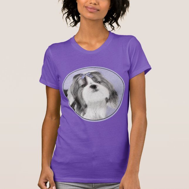 Shih Tzu-målning - Cute Original Hund Art T Shirt (Framsida)