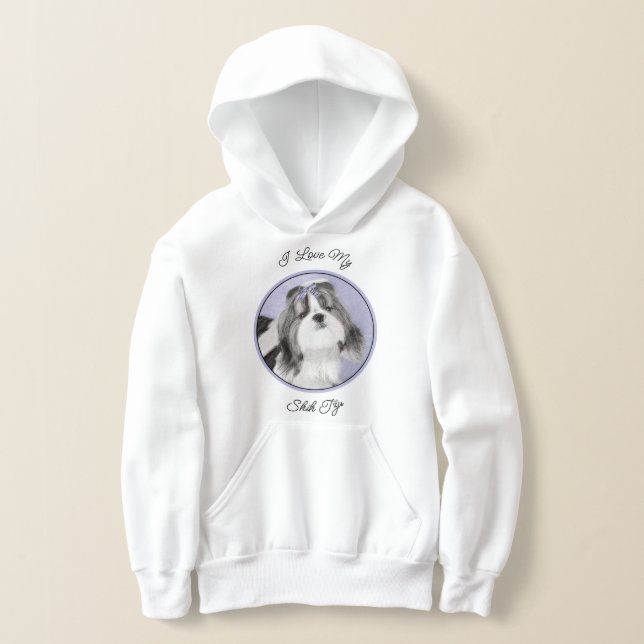 Shih Tzu-målning - Cute Original Hund Art T Shirt (Laydown)