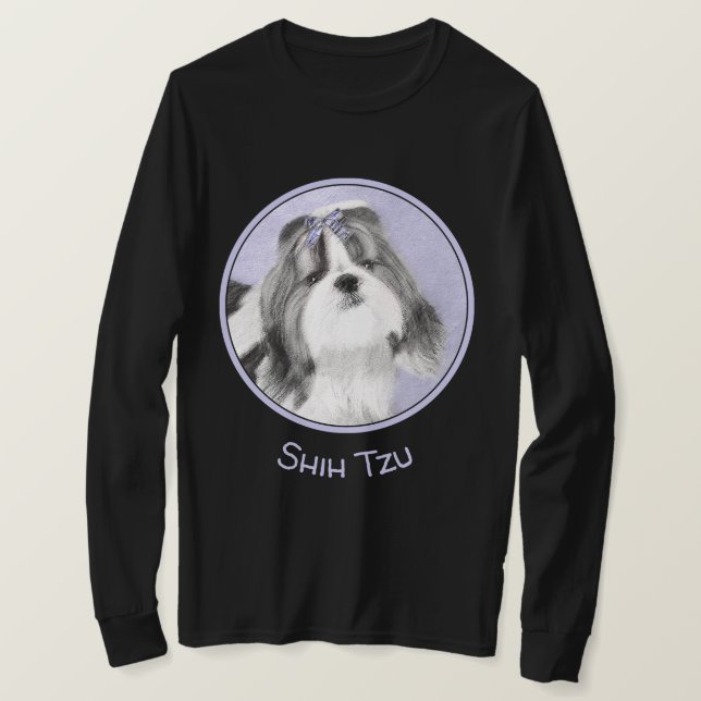 Shih Tzu-målning - Cute Original Hund Art T Shirt (Design framsida)