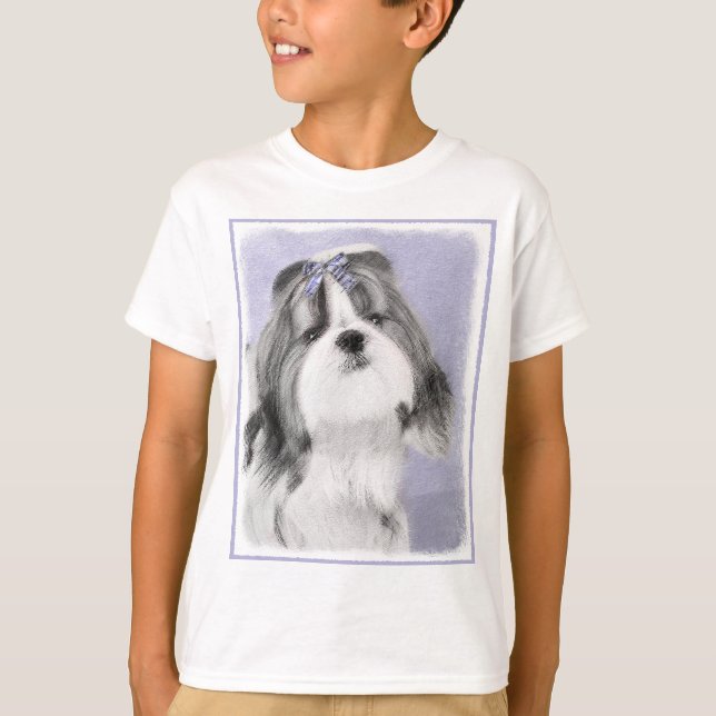 Shih Tzu-målning - Cute Original Hund Art T Shirt (Framsida)