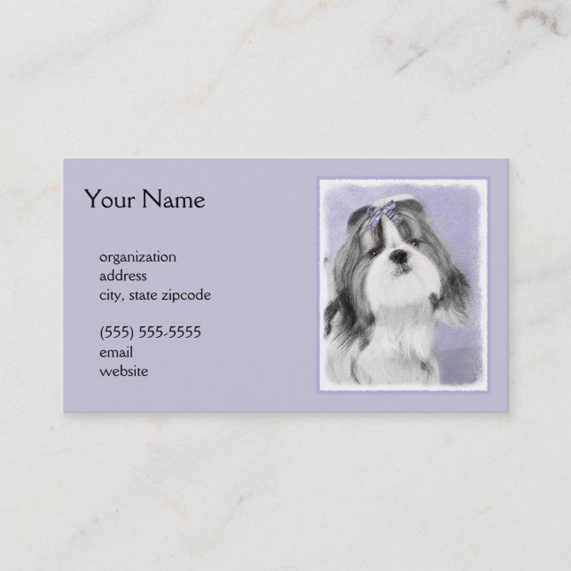 Shih Tzu-målning - Cute Original Hund Art Visitkort (Framsida)
