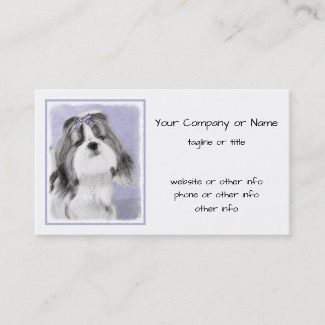 Shih Tzu-målning - Cute Original Hund Art Visitkort (Framsida)