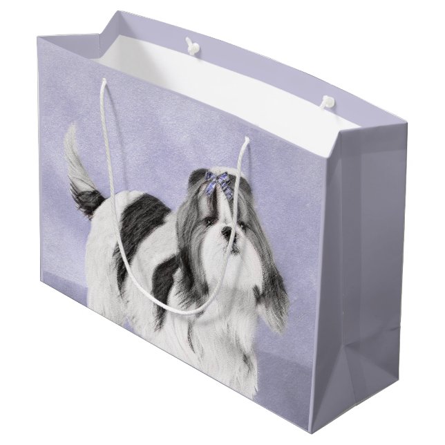 Shih Tzu målning - gullig original- hundkonst (Baksidan Vinklad)