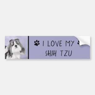 Shih Tzu målning - gullig original- hundkonst Bildekal