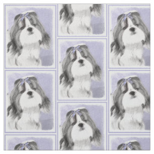 Shih Tzu målning - gullig original- hundkonst Tyg