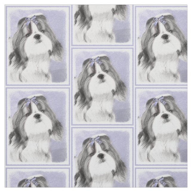 Shih Tzu målning - gullig original- hundkonst Tyg (Provkarta)