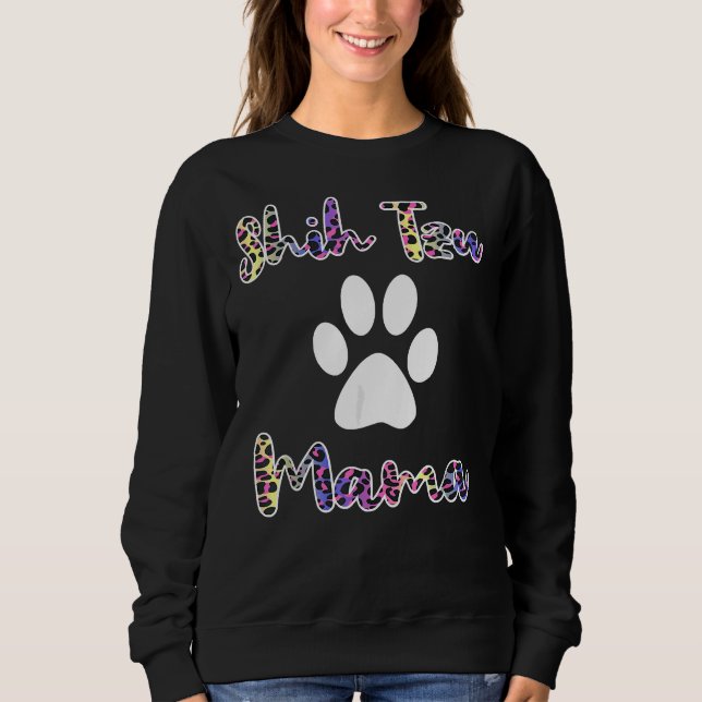 Shih Tzu Mamma Färgad Leopard Stil Shih Tzu Mamma T Shirt (Framsida)