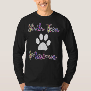 Shih Tzu Mamma Färgad Leopard Stil Shih Tzu Mamma T Shirt