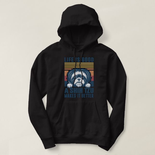 Shih Tzu Mamma Hund älskare Mamma Gift Cute Shitzu Hoodie (Design framsida)