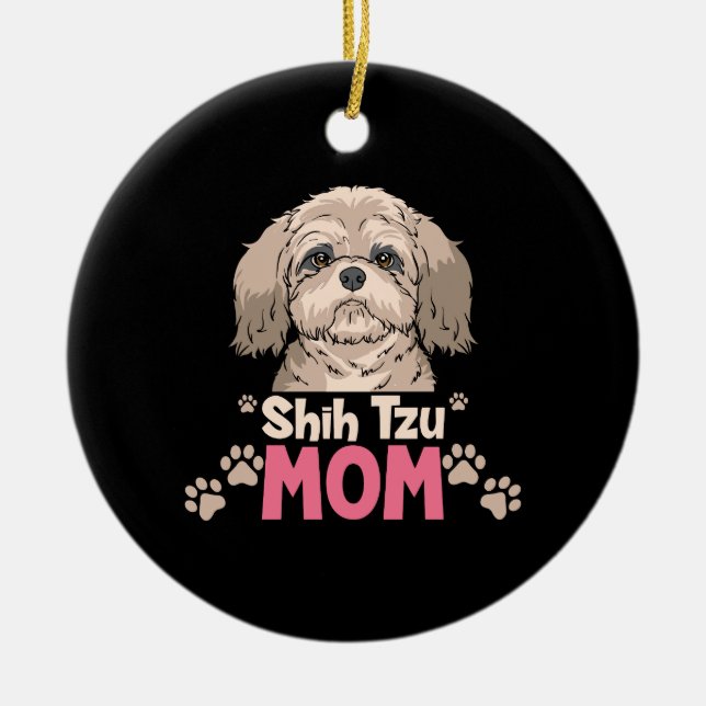 Shih Tzu Mamma Julgransprydnad Keramik (Framsidan)