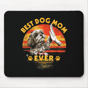 Shih tzu-mamma retro solnedgång rolig hund mors da musmatta