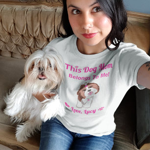 Shih Tzu Mamma Tillhör till mig Rosa Tass & Hjärte T Shirt