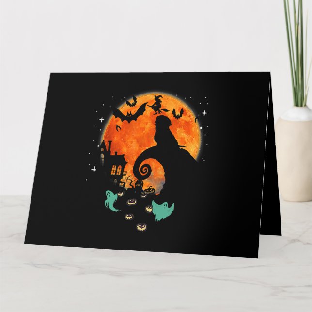 Shih Tzu Måne Scary Pumpkin Halloween Costume Kort (Framsida)