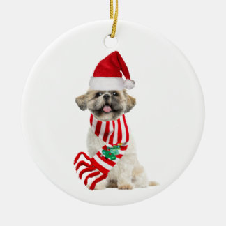 Shih tzu med Hat Scaft-jul Julgransprydnad Keramik
