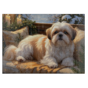 Shih Tzu med jul Ljus Helgdag