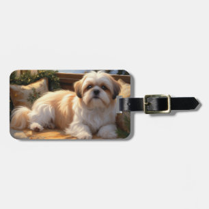 Shih Tzu med jul Ljus Helgdag Bagagebricka