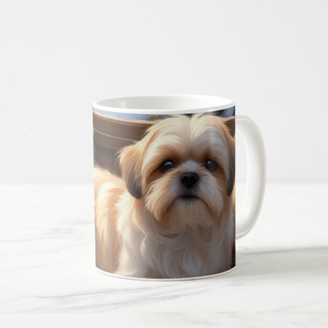 Shih Tzu med jul Ljus Helgdag Kaffemugg (Framsida höger)