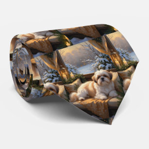 Shih Tzu med jul Ljus Helgdag Slips