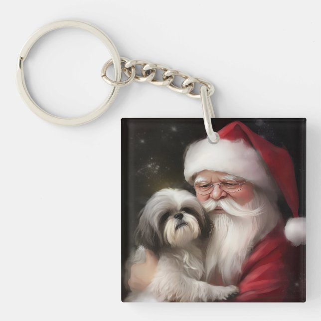 Shih Tzu med Jultomten julafton (Framsidan)