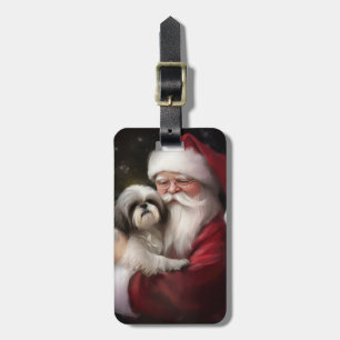 Shih Tzu med Jultomten julafton Bagagebricka