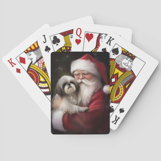 Shih Tzu med Jultomten julafton Casinokort (Baksidan)