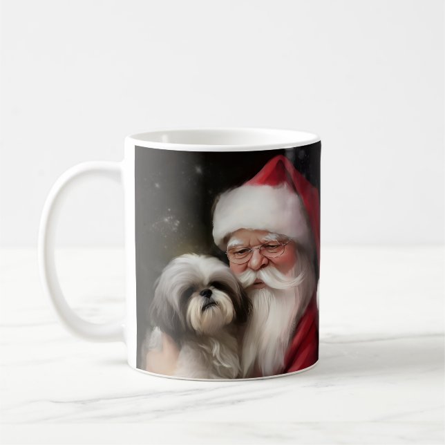 Shih Tzu med Jultomten julafton Kaffemugg (Vänster)
