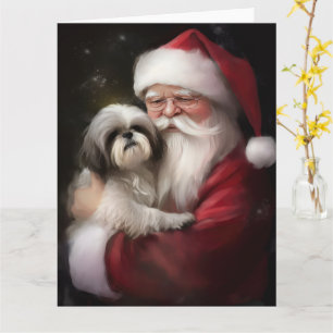 Shih Tzu med Jultomten julafton Kort