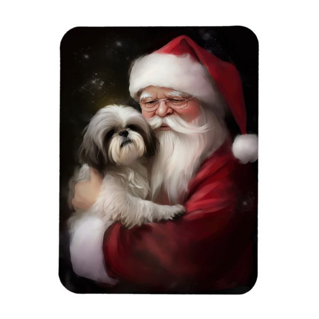 Shih Tzu med Jultomten julafton Magnet (Vertikal)