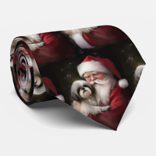 Shih Tzu med Jultomten julafton Slips