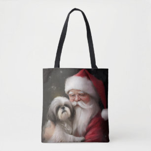 Shih Tzu med Jultomten julafton Tygkasse