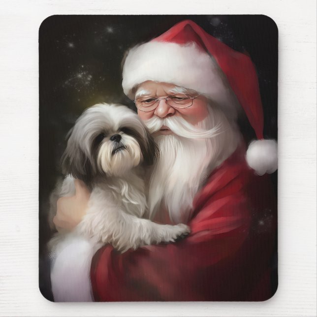 Shih Tzu Med Tomte Festive Jul  Musmatta (Framsidan)
