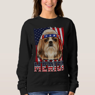 Shih Tzu Merica 4:e juli-Hund T Shirt