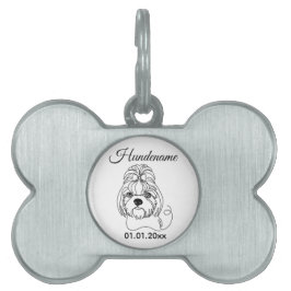 Shih Tzu Minimalist Line Art Personalized Tag ID-bricka Husdjur