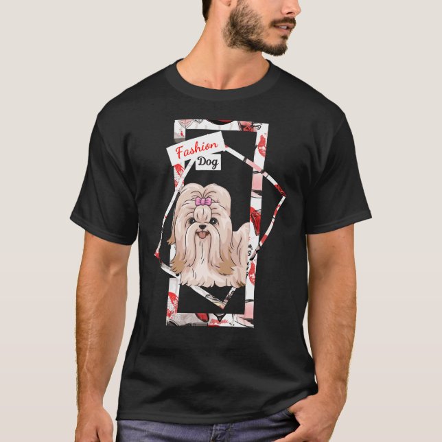 Shih Tzu Mode Hundar T Shirt (Framsida)