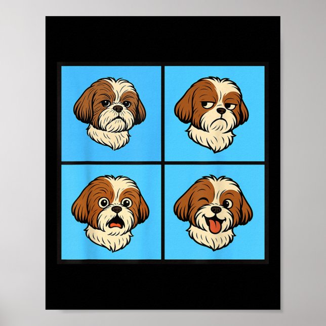 Shih Tzu Mood Attitude Halloween Ansikte Poster (Framsidan)