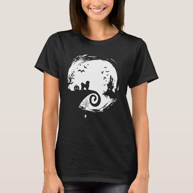 Shih Tzu Moon Halloween Kostym T Shirt (Framsida)