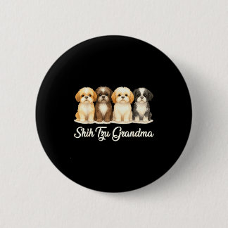 Shih Tzu Mormor Söt Hund Älskare Present Roligt Kv Knapp