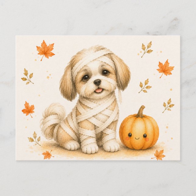 Shih Tzu-mumie Halloween Vykort (Framsida)